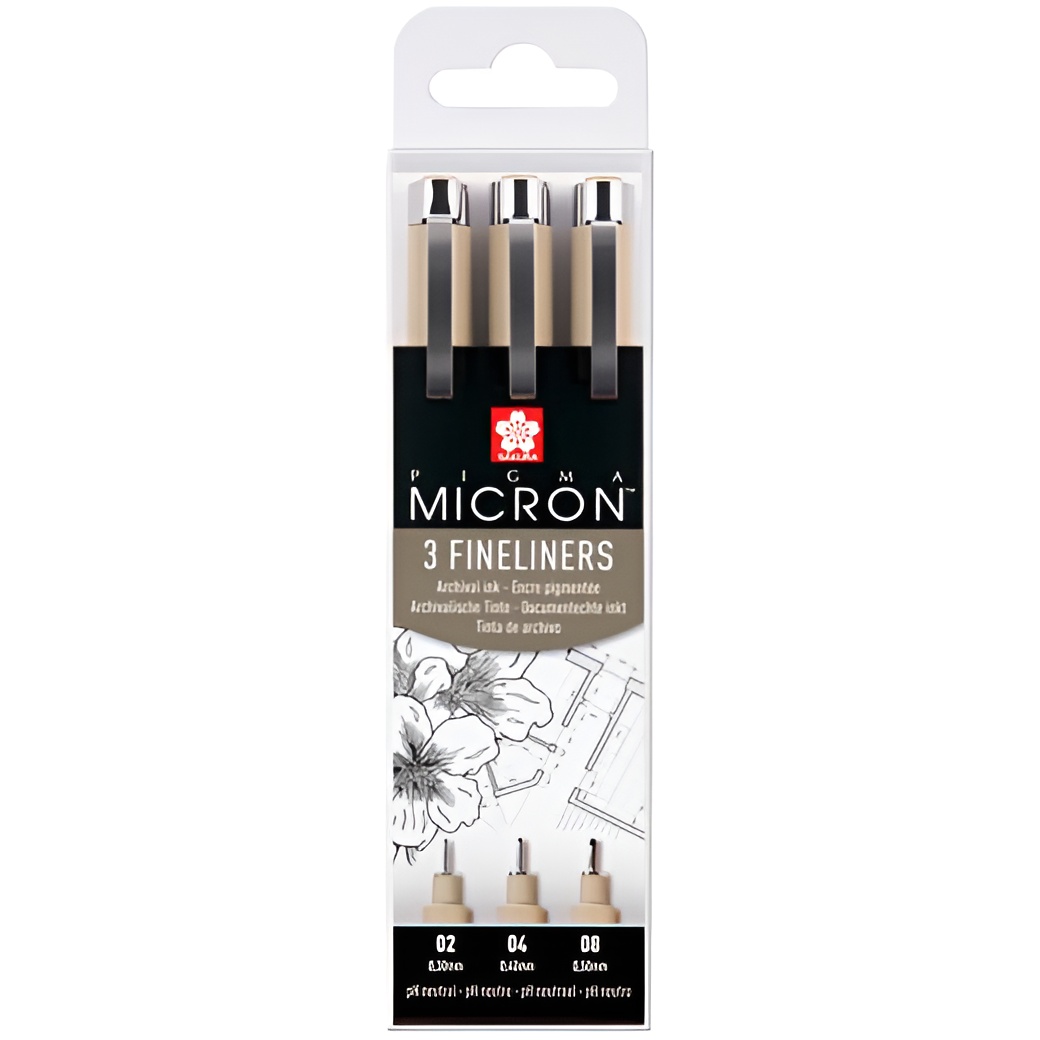 Talens sakura estuche de 3 rotuladores permanentes pigma micron fineliner negro