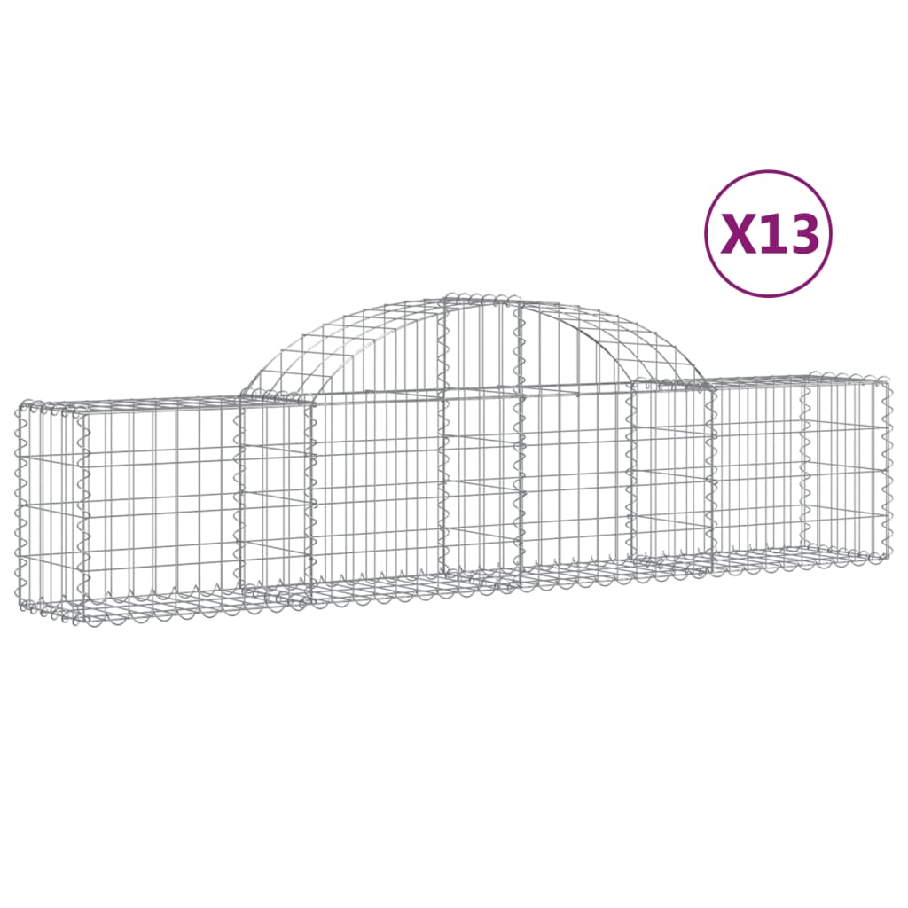 vidaXL Cestas de gaviones 13 uds forma de arco hierro Dimensiones 200 x 30 x 40/60 cm,  200 x 30 x 60/80 cm,  200 x 30 x 80/100 cm y mas