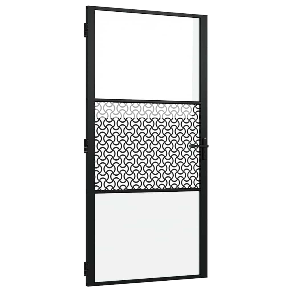 vidaXL Puerta de Vidrio Calado Negro 102,5 x 3,5 x 201,5 cm Aluminio