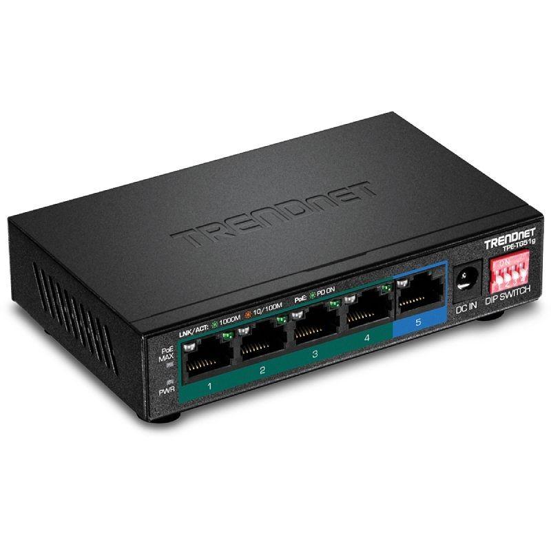 Conmutador Trendnet Tpe-Tg51g 5 Puertos Rj-45 Gigabit (10/100/1000) Poe