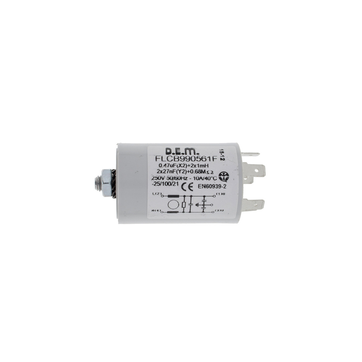 Condensador Trabajo Permanente Lavadora UNVIERSAL 0,47 MF 0,47 µF, lavadora. Datos eléctricos: 0,47 µF