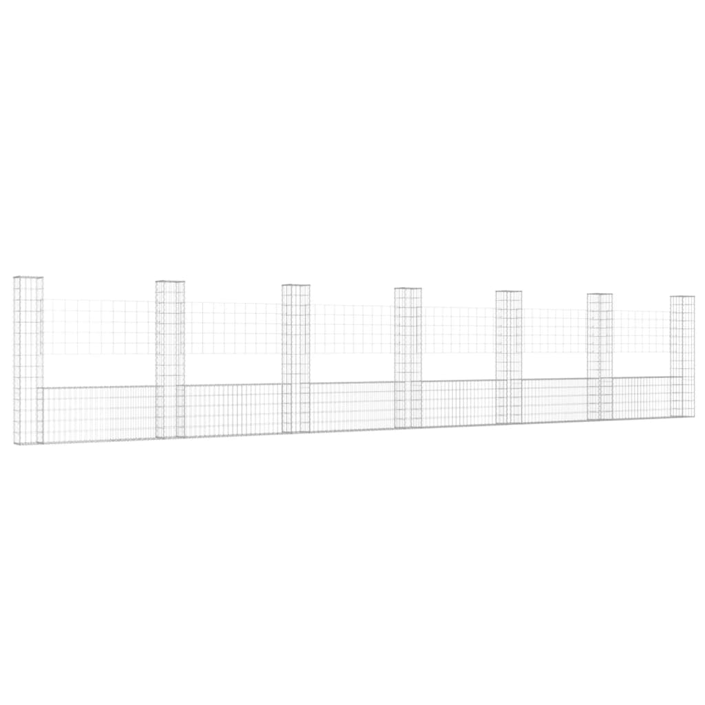 Vidaxl Cesta de Gaviones Forma de U 6 Postes de Hierro 500 X 20 X 100 Cm