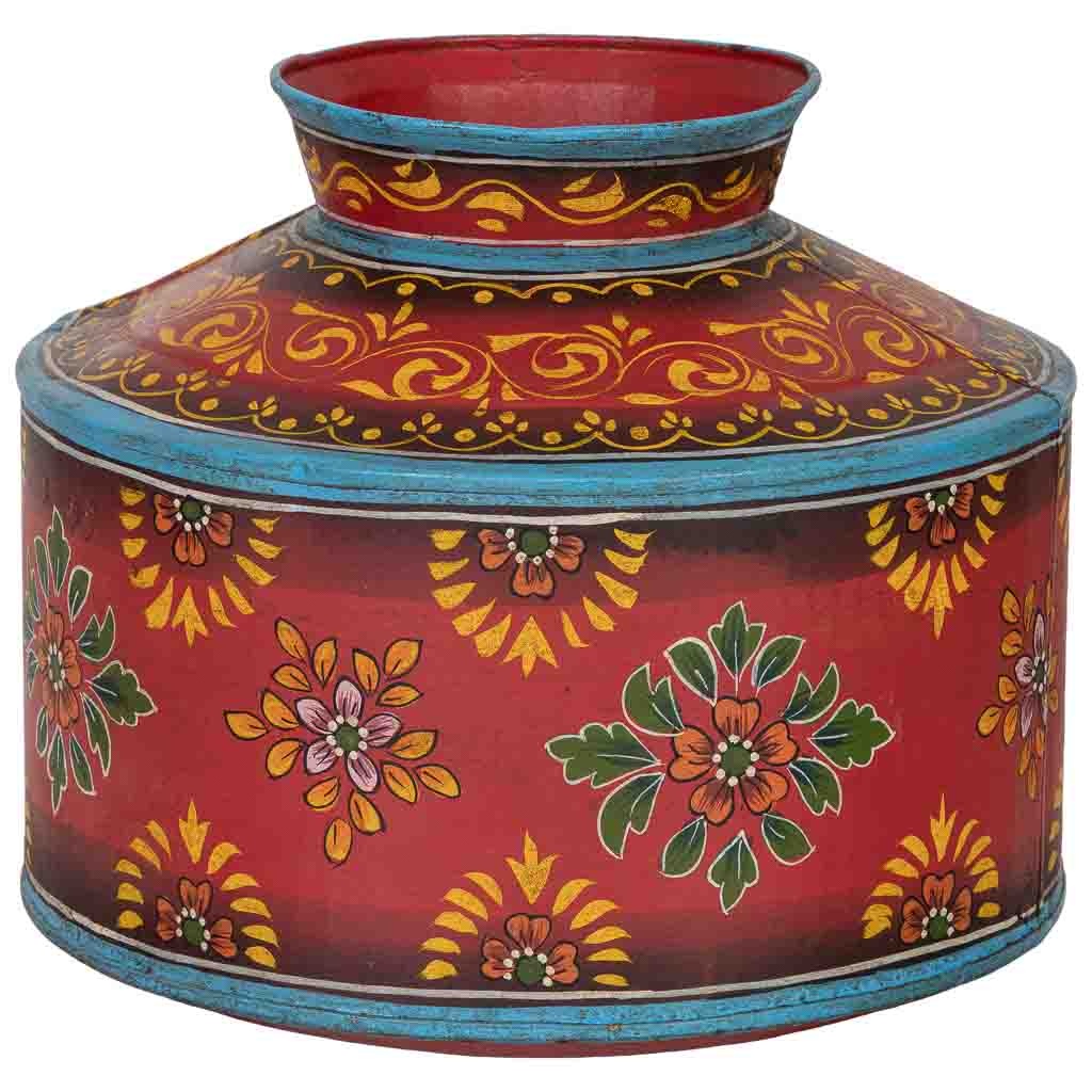Wonderlust Deco - Jarrón de hierro multicolor pintado a mano 32x32x33cm Multicolor 32x32x33h cm