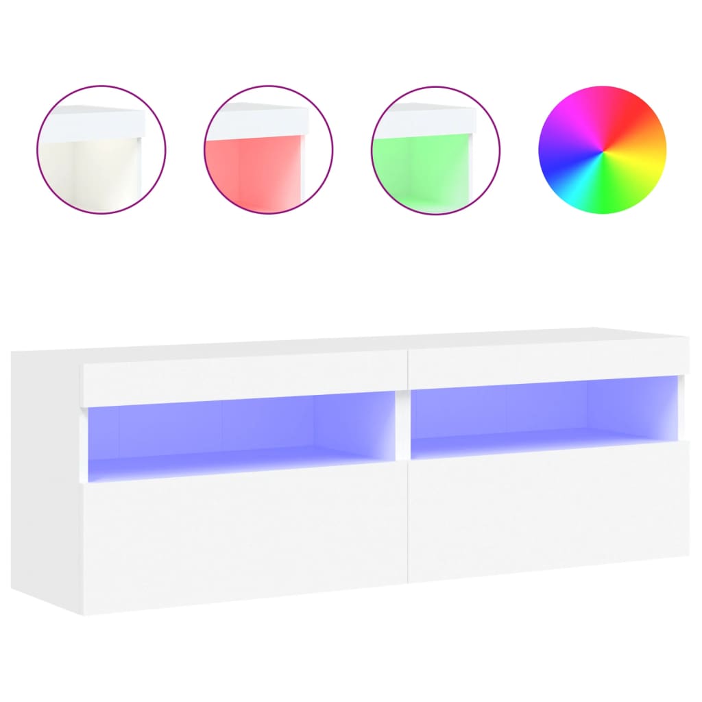 vidaXL Muebles TV de pared luces LED 2 uds 60x30x40 cm, Mueble de Salon, Mueble TV, Mueble TV salon, Mesa de TV, Mueble tele