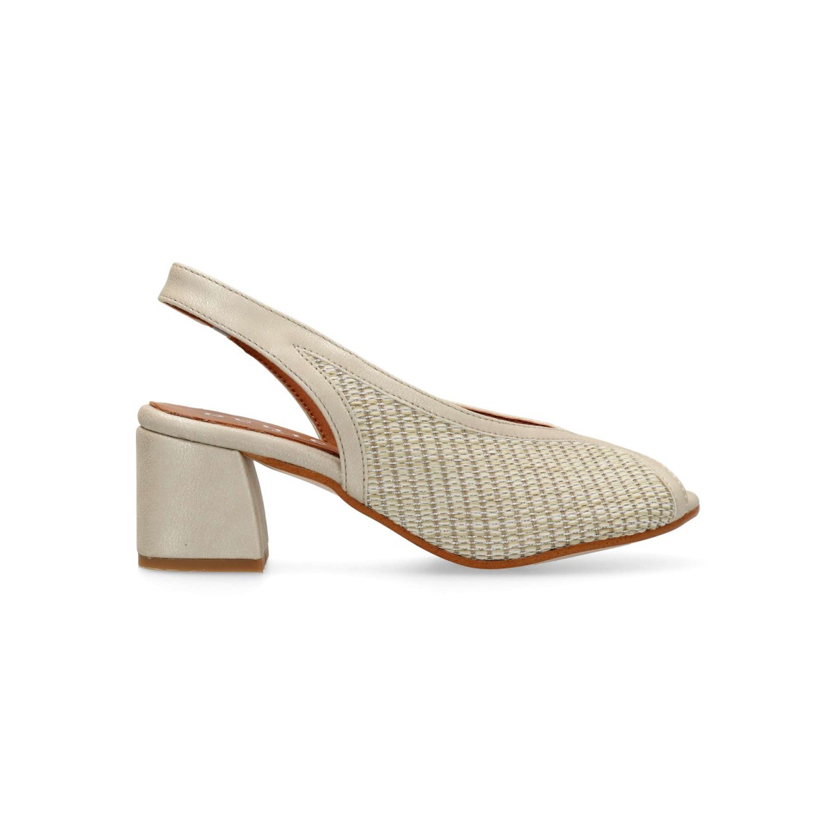Vanessa Calzados - Zapato salón destalonado con punta descubierta para mujer, tacón ancho de 5,5 cm, suela de goma y acabado en piel, ideal para eventos y celebraciones