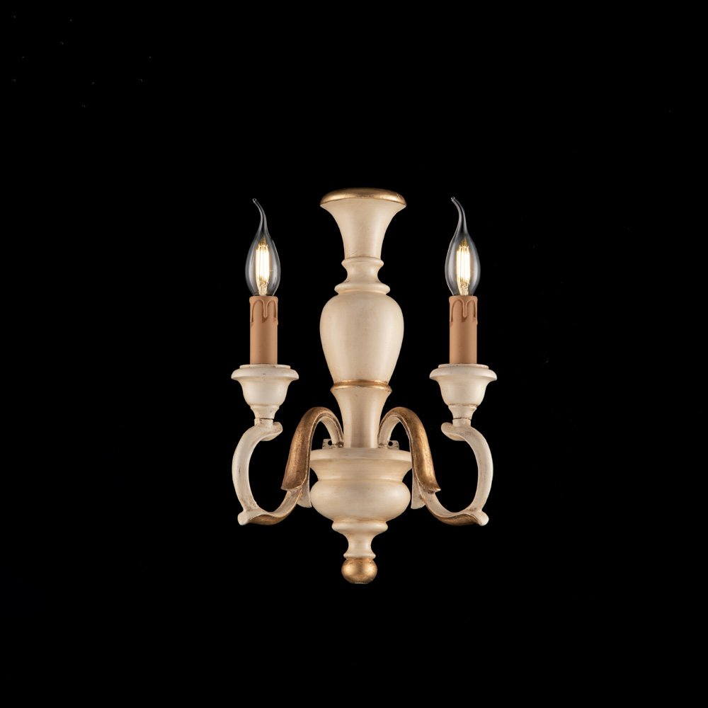 Apliques Shabby Chic Fiorenza Marfil Oro 2 Luces E14