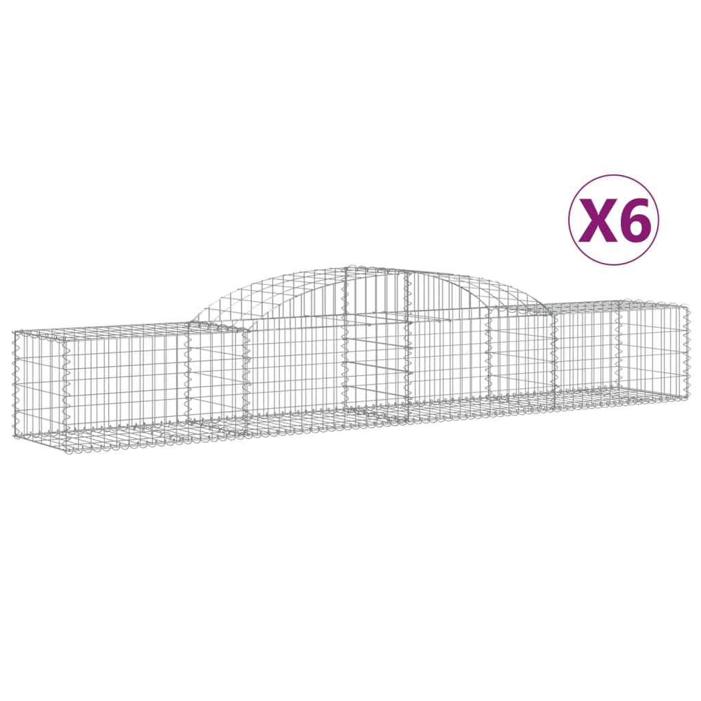 Vidaxl Cestas de Gaviones 6 Uds Forma de Arco Hierro Dimensiones 300 X 30 X 40/60 Cm, 300 X 30 X 60/80 Cm, 300 X 30 X 80/100 Cm y Mas