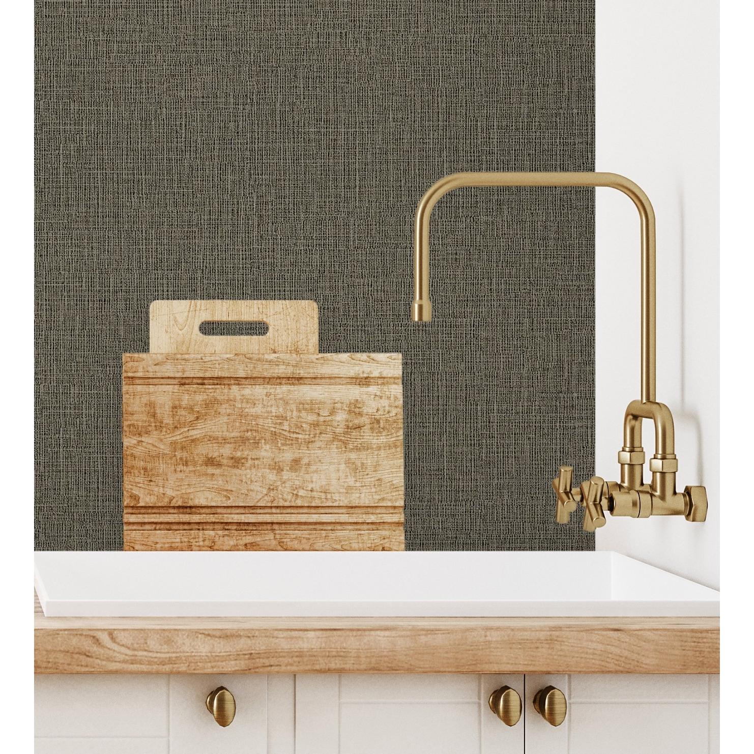 Papel pintado vinílico lavable efecto tela de lino con textura en relieve - Vernon 681012 de GAULAN - Rollo de 10 m x 1,06 m