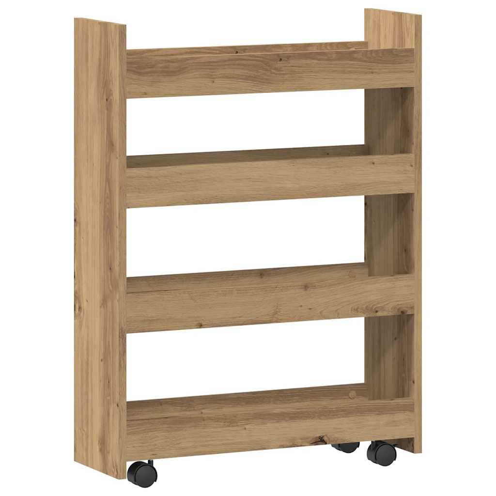 vidaXL Carrito de almacenaje estrecho de 4 niveles de madera de ingeniería 60 x 20 x 82 cm
