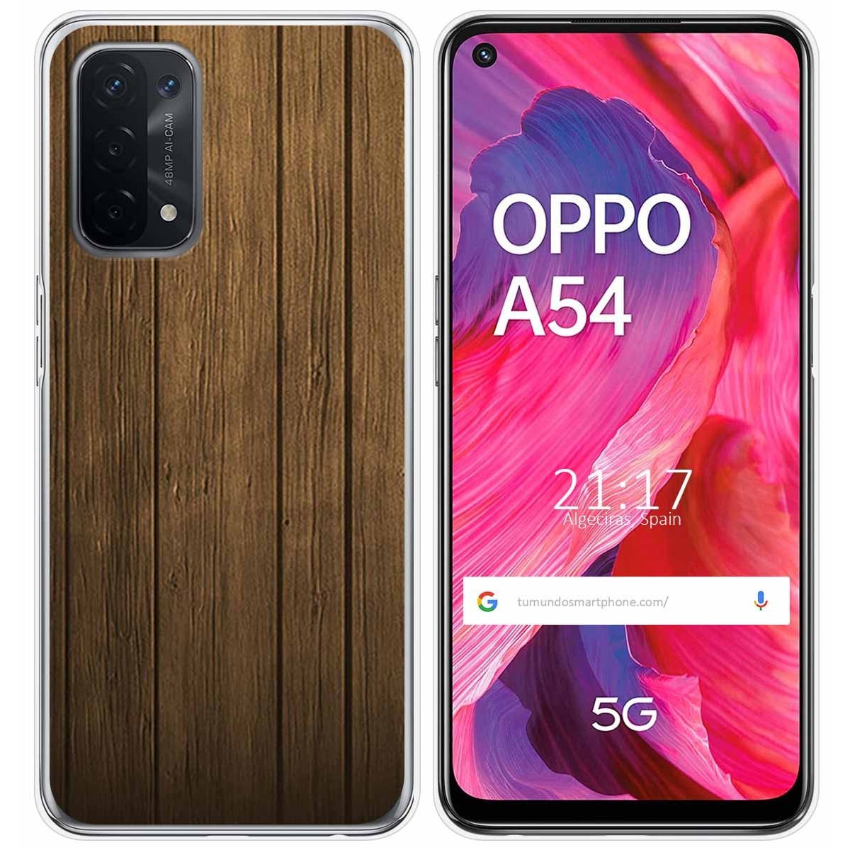 Tumundosmartphone Funda Gel Tpu para Oppo A54 5G / A74 5G diseño Madera Dibujos