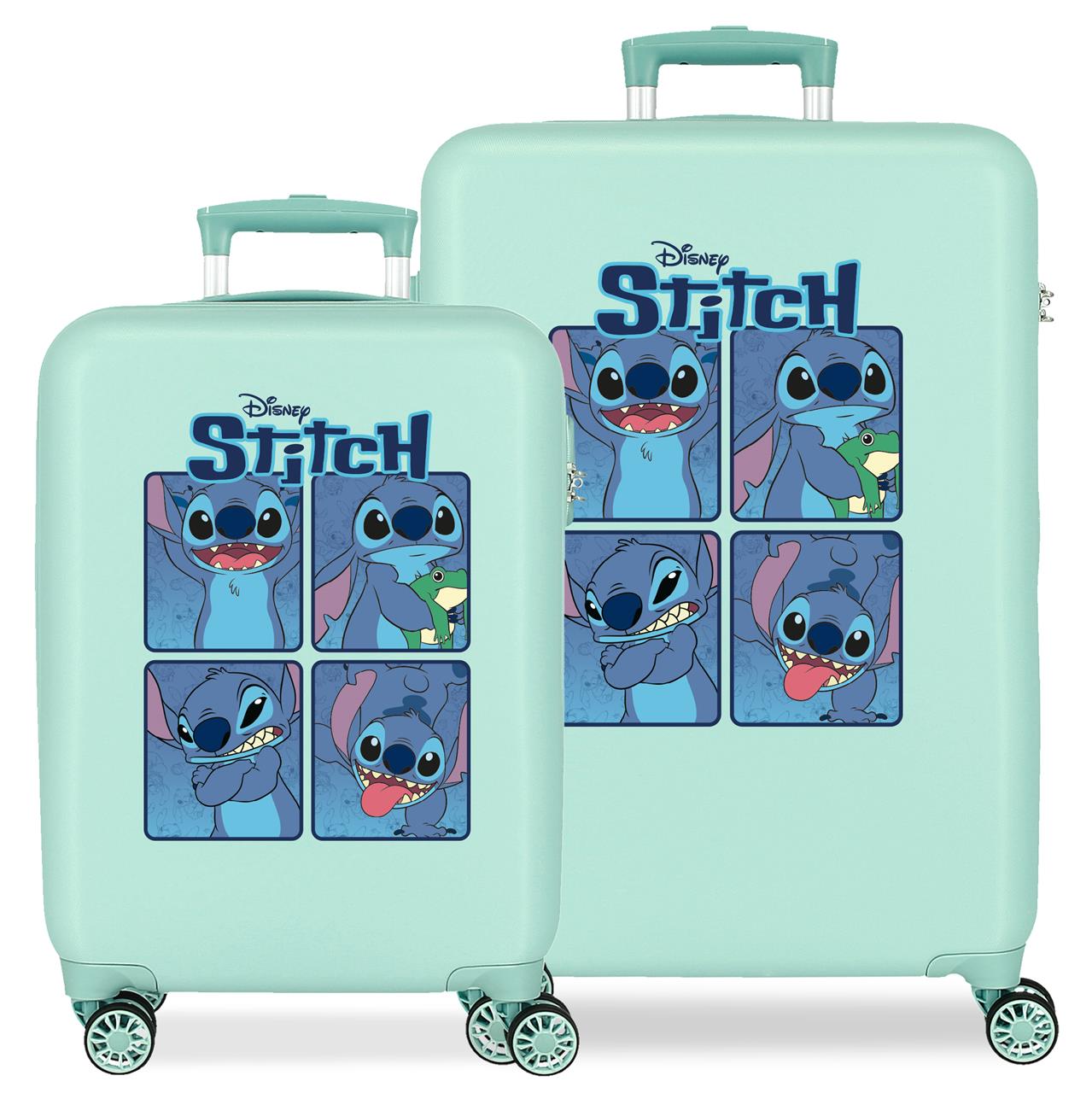 Juego de maletas Disney Stitch Adorable moods ABS con capacidad de 68,77L Turquesa