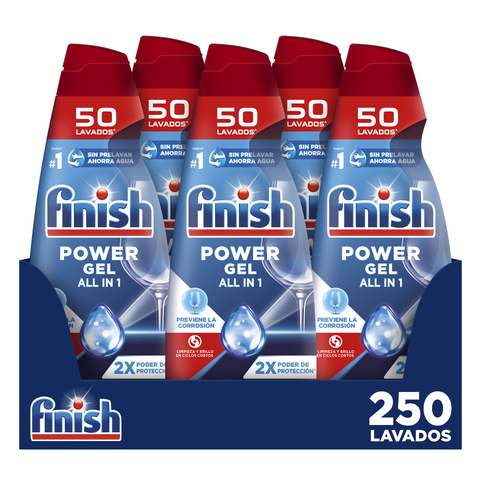 Finish All in 1 Max Power Gel Higiene Regular Lavavajillas 5x 50 lavados