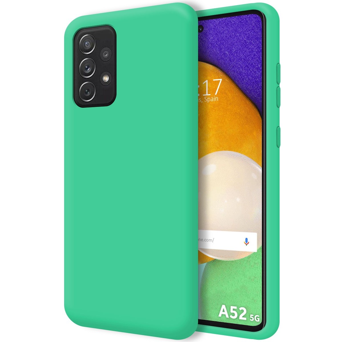 Tumundosmartphone Funda Silicona Líquida Ultra Suave para Samsung Galaxy A52 / A52 5G / A52s 5G Color Verde