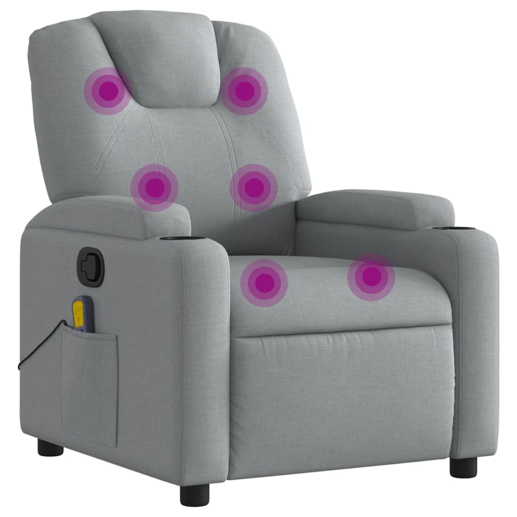 Vidaxl Sillón de Masaje Reclinable de Tela Gris Claro