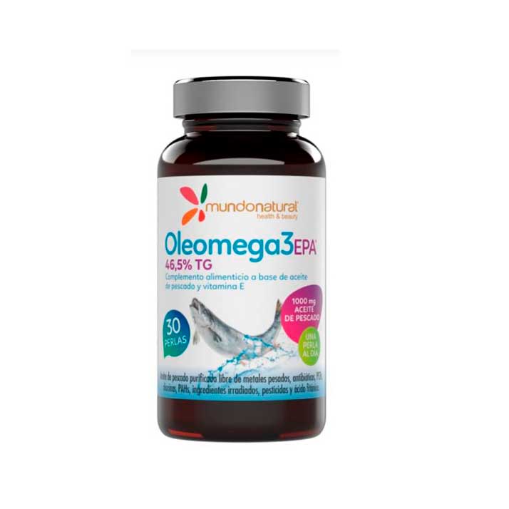Mundo Natural Oleomega 3 EPA 1000 Mg - Funcionamiento Normal del Corazón - Mantenimiento de la Visión - Funcionamiento Normal del Cerebro - 30 Perlas