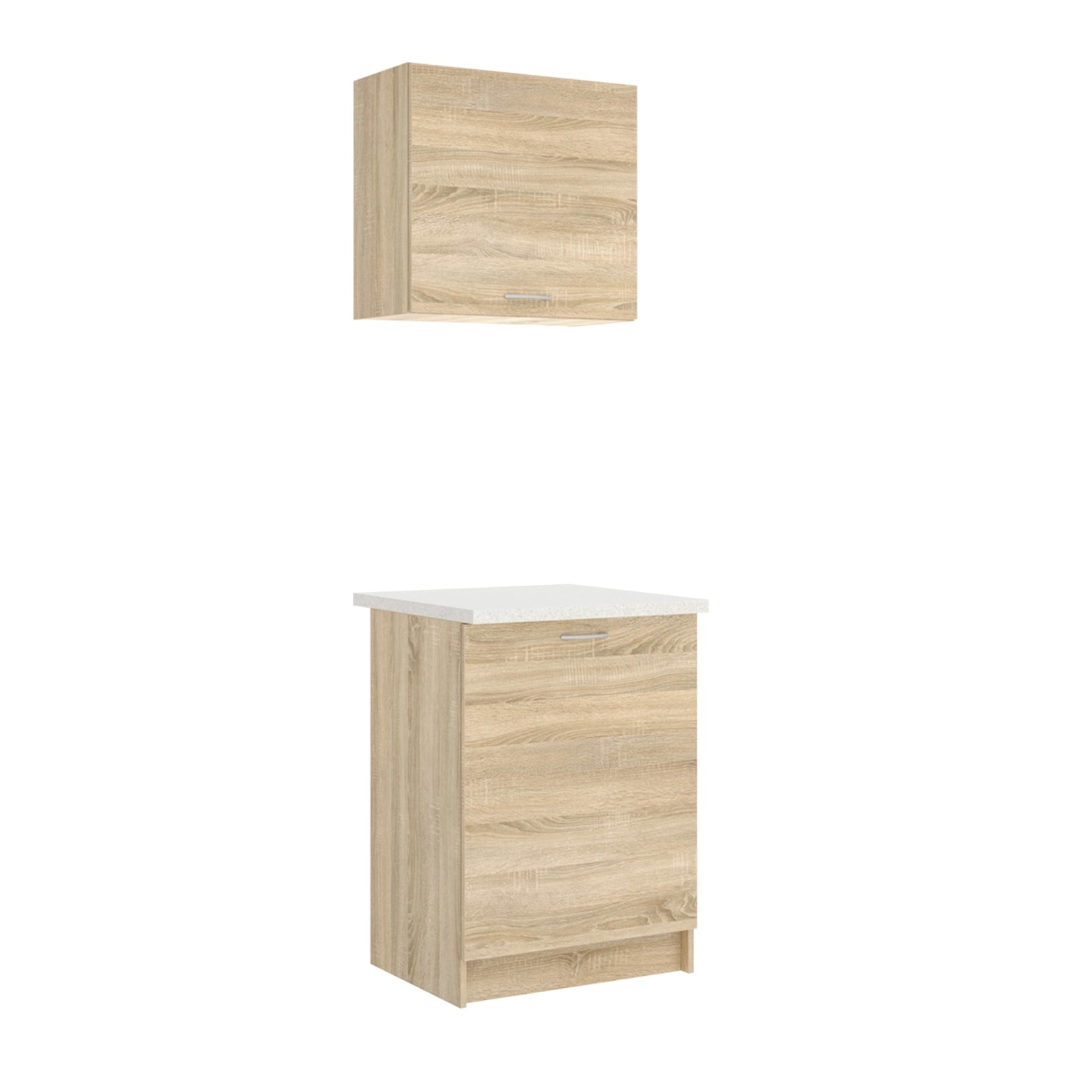 Conjunto de 2 módulos de cocina superior e inferior kirsten y natural y beige y madera para hogar moderno mueble de almacenaje  - Homekit
