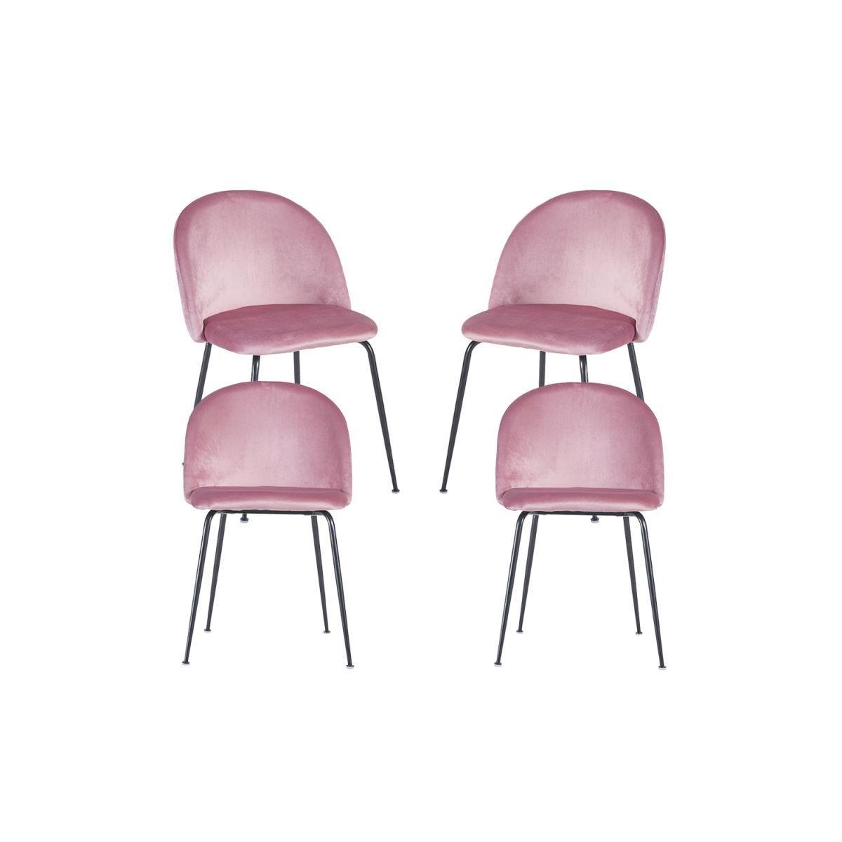 Regalos Miguel - Packs Sillas Comedor - Pack 4 Sillas Black Dalnia Terciopelo - Rosa