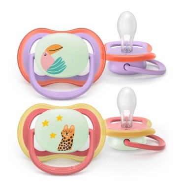 Chupetes Ultra Air Nocturno Tetina silicona Orthodontic +18 m, 2 uds. Philips Avent