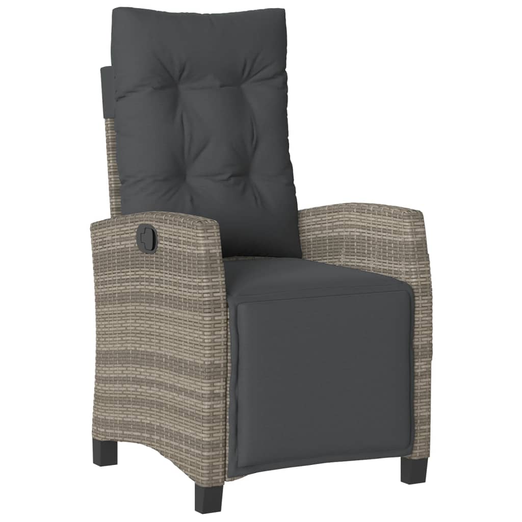 vidaXL Sillón reclinable de jardín con reposapiés ratán PE