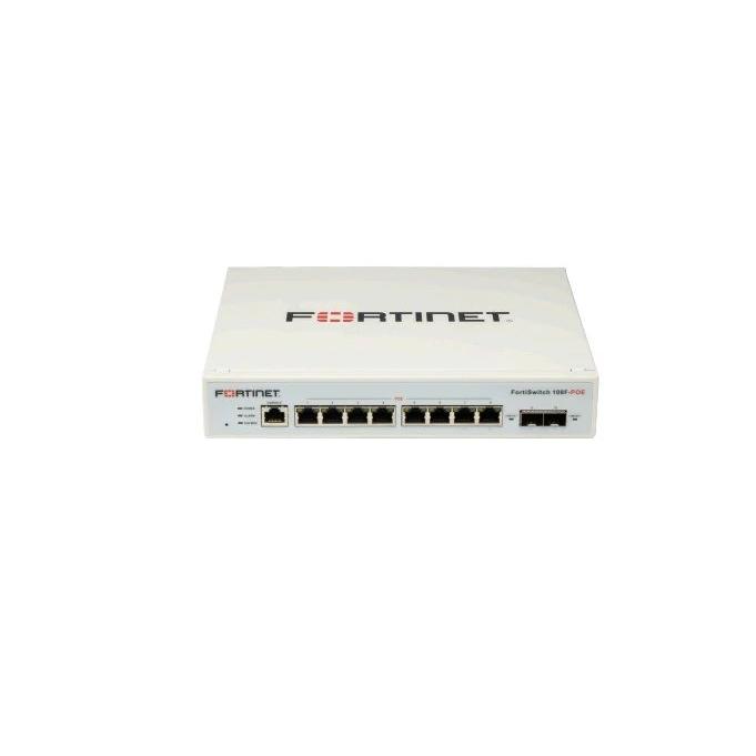 HUB Switch puertos 8xGE RJ45; 7xGE RJ45; 1xGE/POE-PD RJ45; 2xGE SFP FORTINET FS-108F  | GE RJ45, GE/POE-PD RJ45, GE SFP, Blanco
