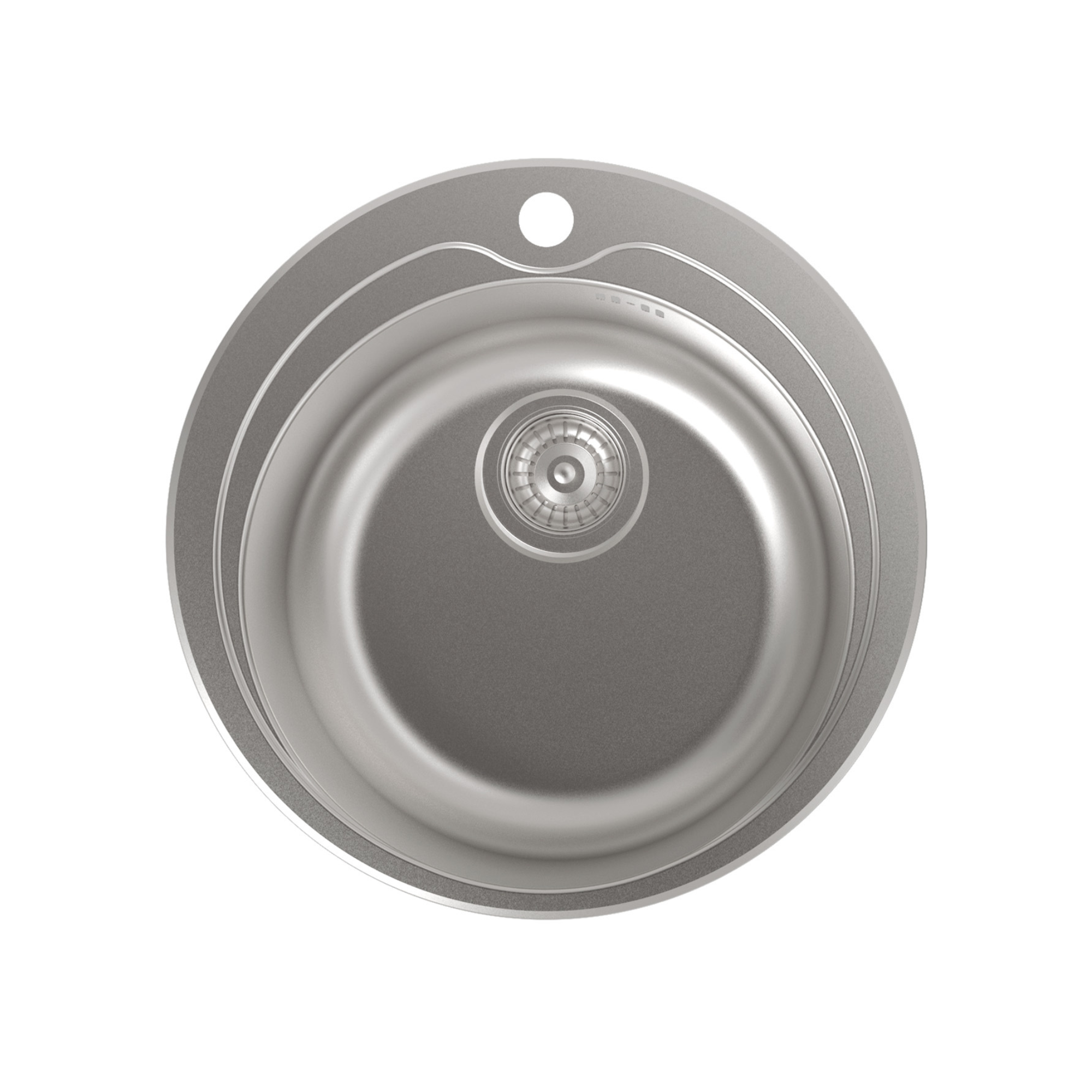 Cata Fregadero RS-1 Cubeta Redonda Instalación Mueble 45 cm Profundidad Cubeta 16 cm Acero Inox Dimensiones: 48,5 x 16 cm Grosor 0,7 mm Accesorios Incluidos Color Gris