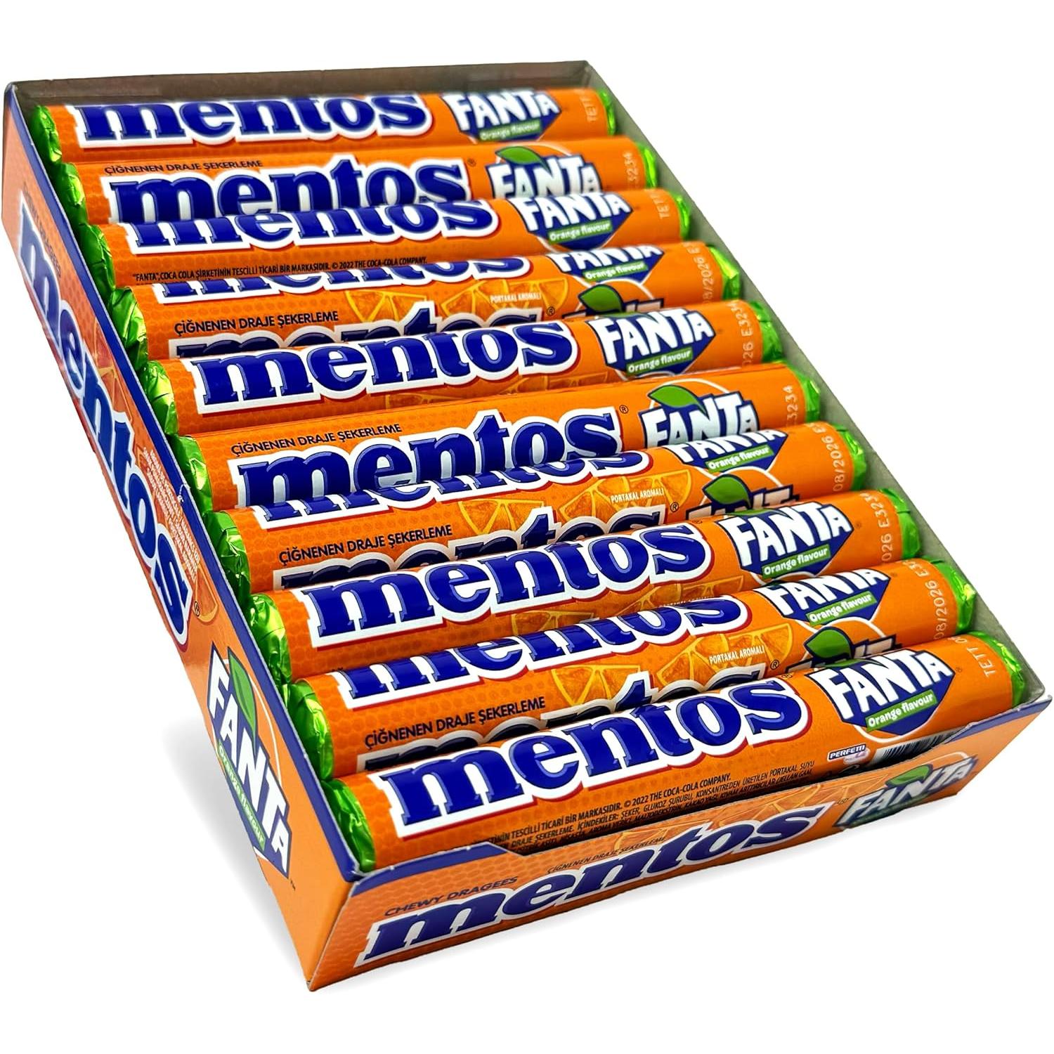 Caramelos Mentos Fruit - Fresa Mix - Rainbow - Discovery - Menta - Caramelo Masticable Mentos Caja 20 Tubos de 38 gr - Caramelos Mentos Surtidos