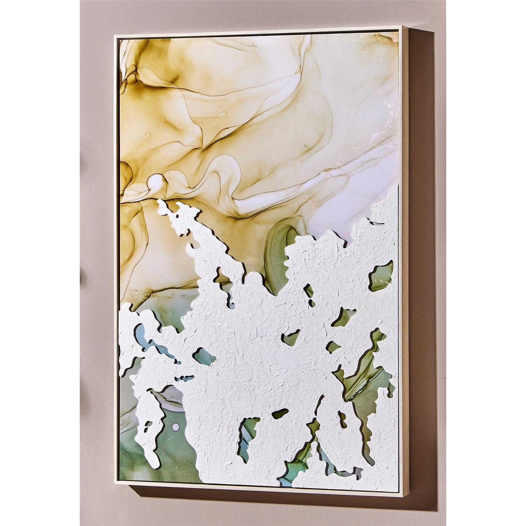 Oleo abst. alto brillo c/relieve blanco/verdes c/marco 62x92 cms. 62x5x92 cms. El mejor complemento para tu hogar.