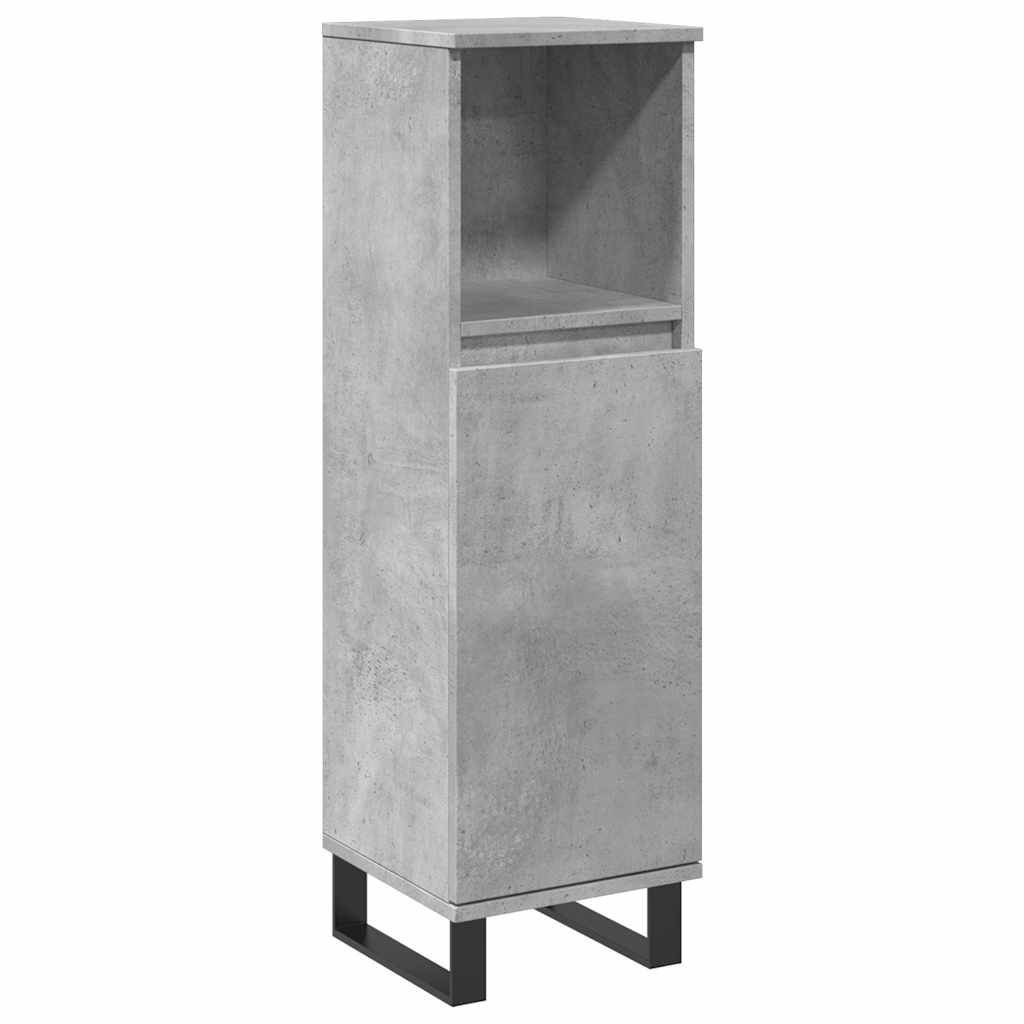 vidaXL Armario de baño madera contrachapada gris hormigón 30x30x100 cm