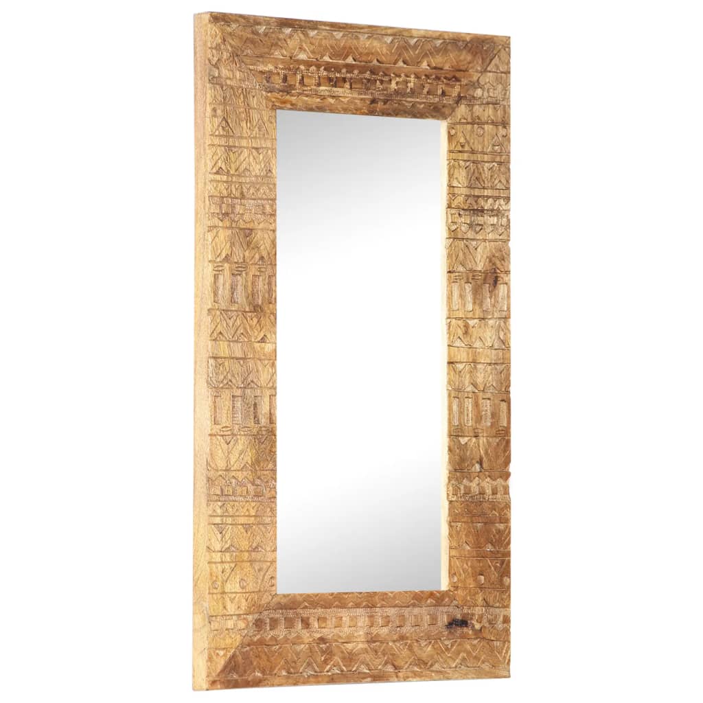 vidaXL Espejo Tallado a Mano de Pared para Pasillo Madera Maciza de Mango Dimensiones 50 x 50 x 2.5 cm, 80 x 50 x 2.5 cm, 110 x 50 x 2.5 cm