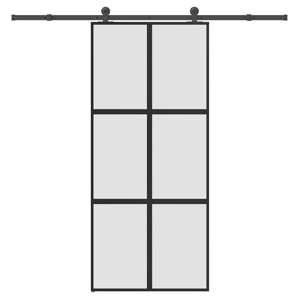vidaXL Puerta corredera set herrajes vidrio templado aluminio 90x205cm