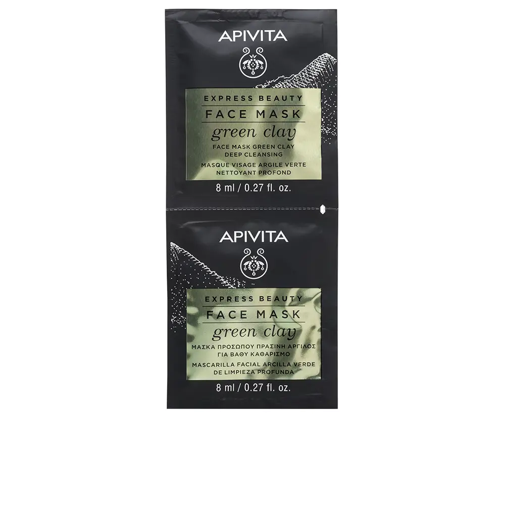 Apivita Express Beauty Mascarilla facial limpieza profunda con arcilla verde Tratamiento Acné, Poros y puntos negros - Mascarilla Facial