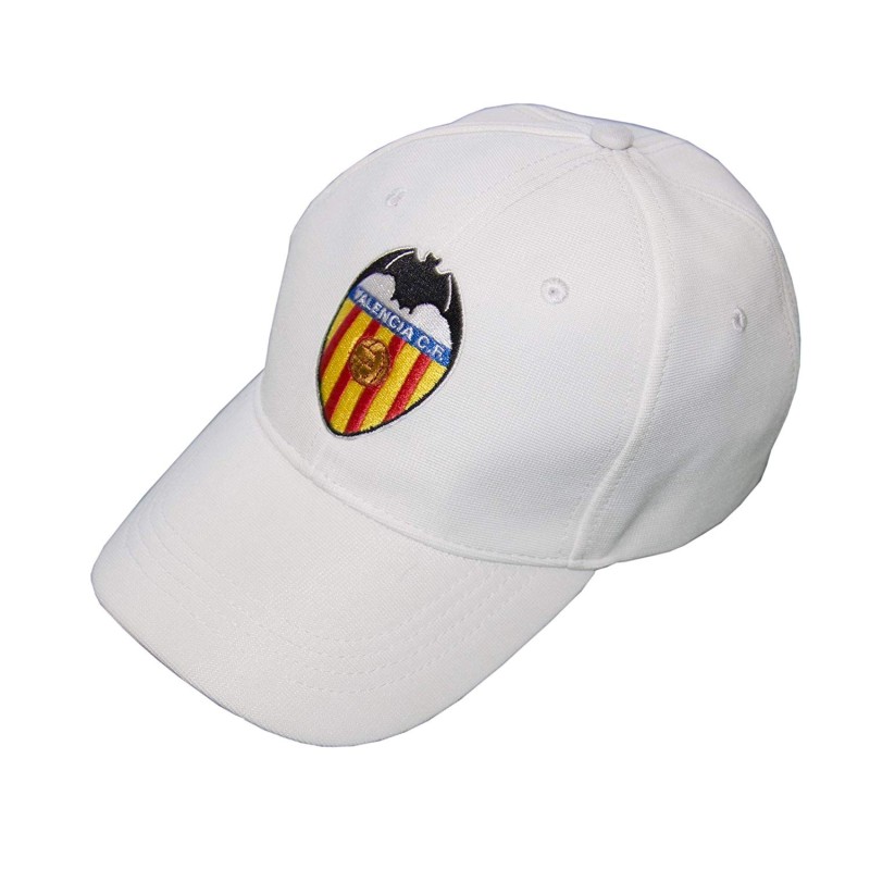 Gorra adulto Valencia Club de Fútbol blanca escudo bordado producto oficial talla adluto ajustable GRV530