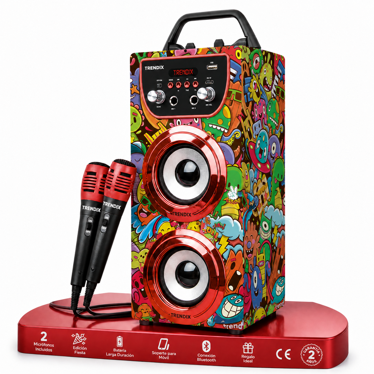Trendix - Karaoke Infantil Monster Club | Altavoz Karaoke | Altavoz con Microfono | Altavoz Bluetooth con Microfono Radio FM, USB Y SD | Karaoke Niña y Karaoke Niños | Regalos Comunion Niña