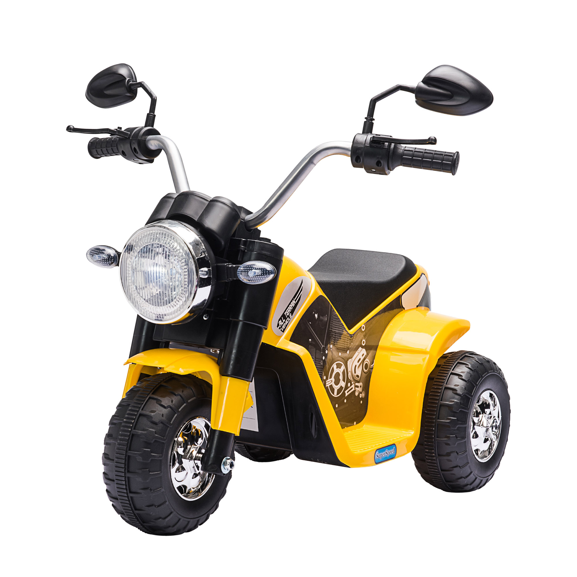 Homcom - HOMCOM Moto Eléctrica Infantil con 3 Ruedas Triciclo a Batería 6V para Niños de 18-36 Meses con Faro Bocina Velocidad 2 km/h 72x57x56 cm