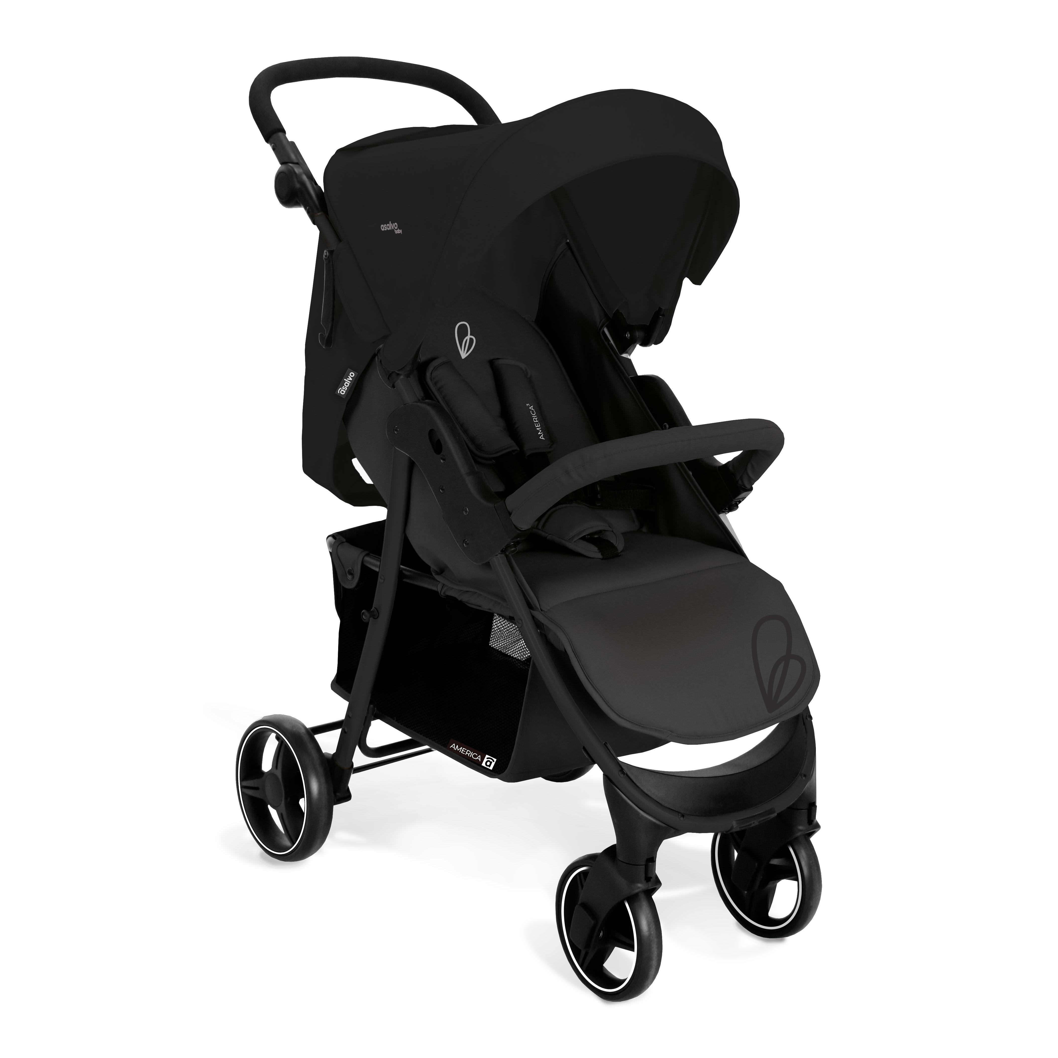 Asalvo Silla de Paseo América 3 – Carrito de Bebé Ligero y Resistente, Desde Recién Nacidos hasta 22 kg, Práctico, Cómodo y Fácil de Manejar