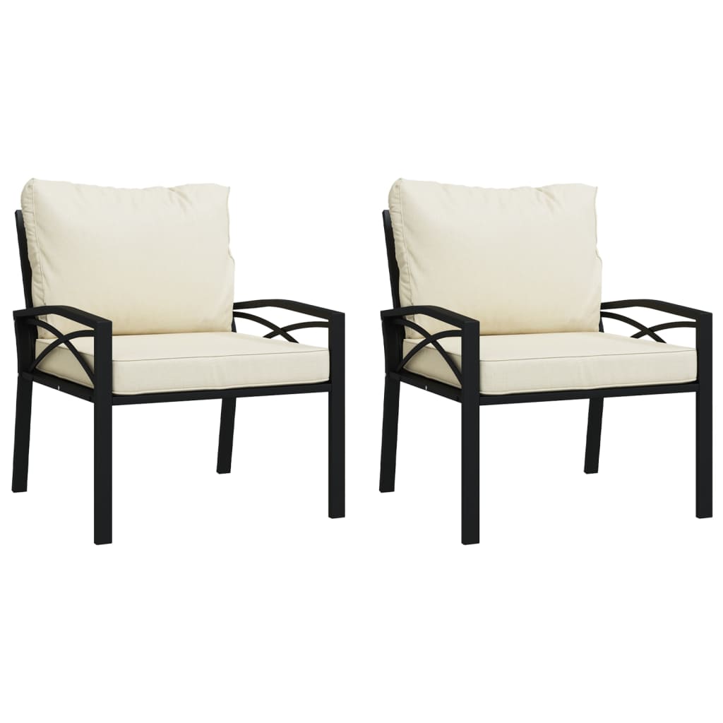 Vidaxl Sillas de Jardín 2 Uds Acero con Cojines Arena 68x76x79cm Gris