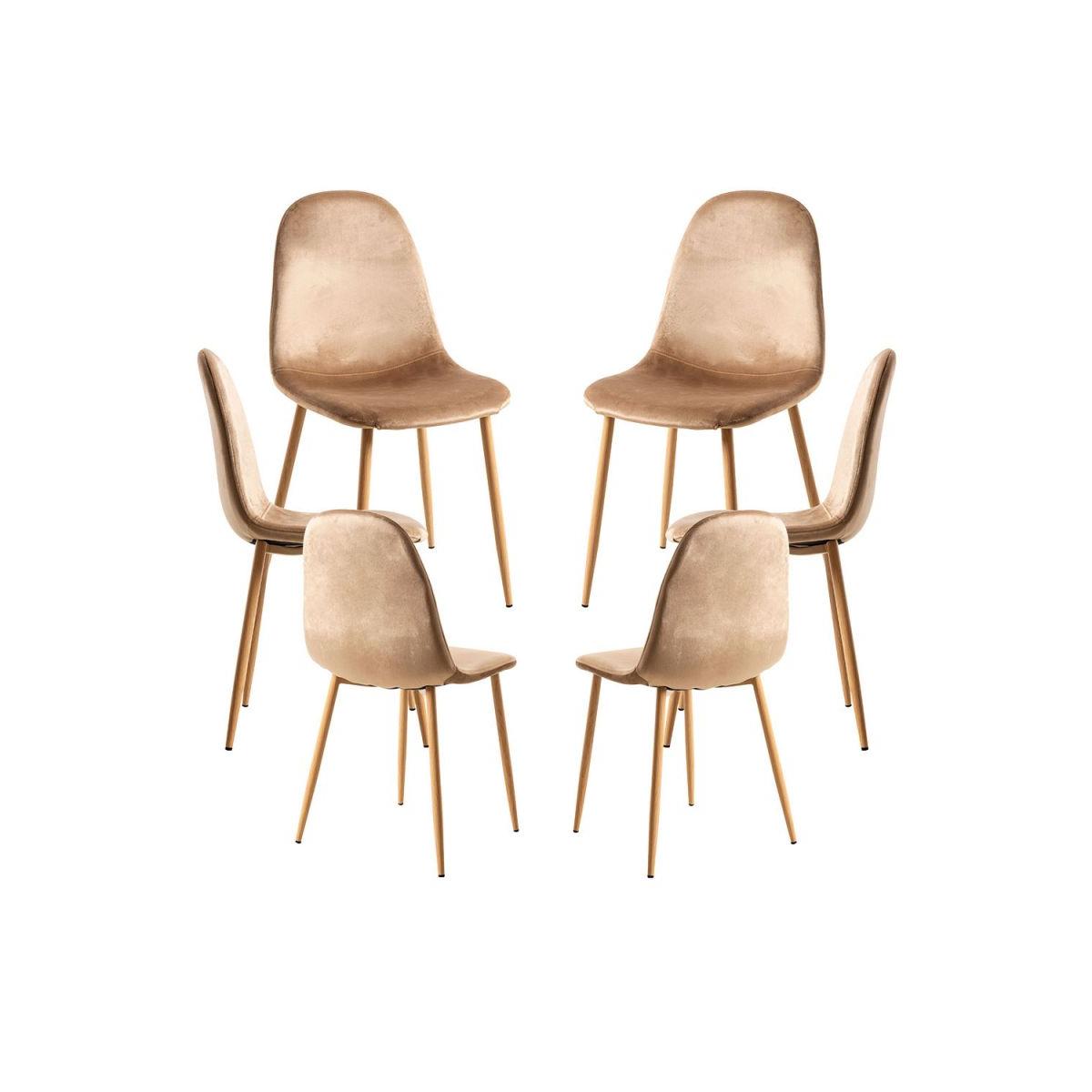 Regalos Miguel - Packs Sillas Comedor - Pack 6 Sillas Teok Terciopelo - Marrón claro