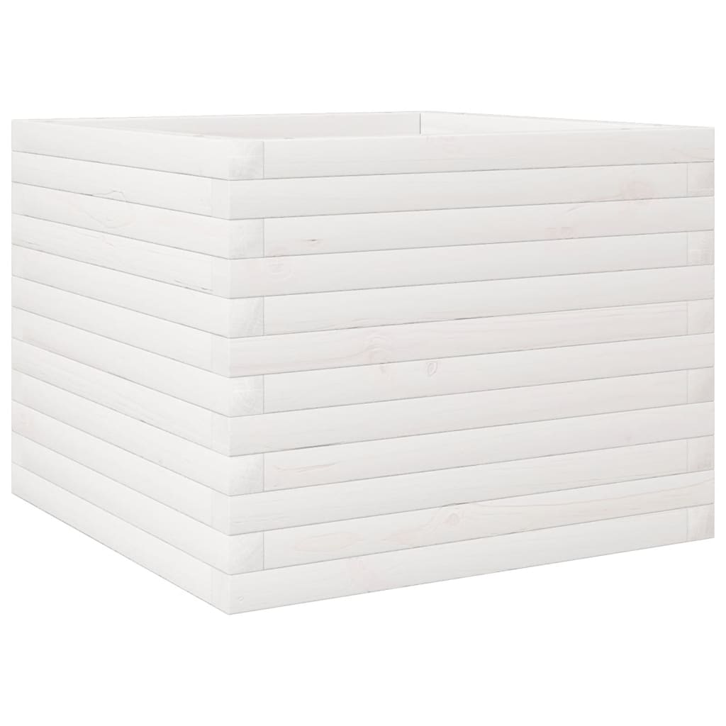 vidaXL Jardinera de madera maciza de pino cera 60x60x45,5 cm Color Pino natural,  Blanco,  Marrón cera y mas