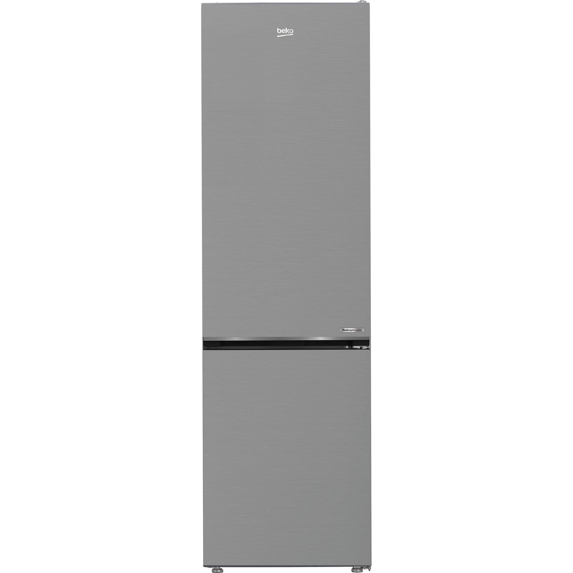 Beko - Frigorífico Combi No Frost B7RCNE407HXB de 355 L (249 L frigorífico + 106 L congelador), clase energética B, diseño Look Inox, altura 203 cm, ancho 59 cm, tecnología ProSmart Inverter y HarvestFresh para máxima frescura
