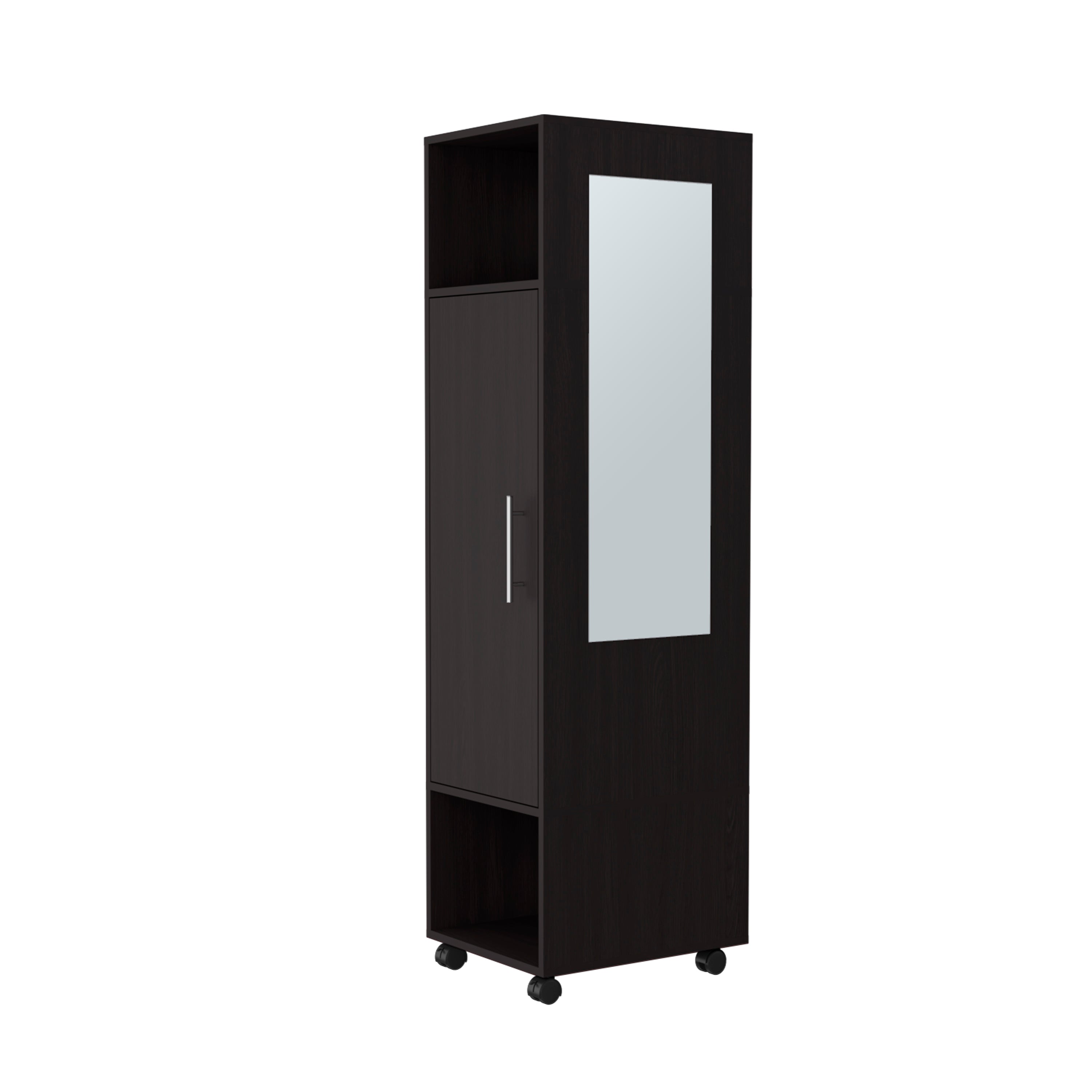 TUHOME Armario Kronospan con Espejo Negro 160x40x48 Cm