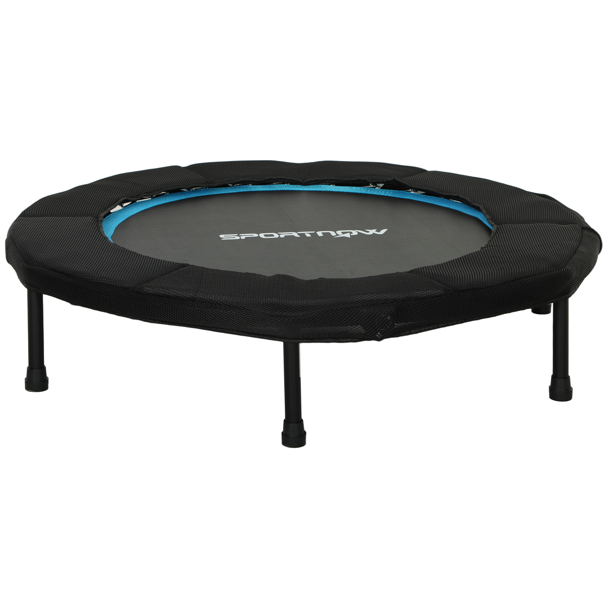 SPORTNOW Trampolín de Fitness Ø102 cm Cama Elástica Plegable con Marco de Acero Antideslizantes Carga 100 kg para Entrenamiento Piernas Cuerpo en Hogar Oficina Gimnasio Azul
