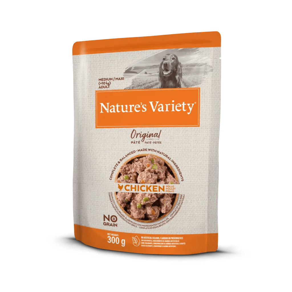 Natures's Variety Original Paté Medium/Maxi Pollo - Alimento Húmedo Completo para Perros Medium/Maxi Sin Cereales - 300 g
