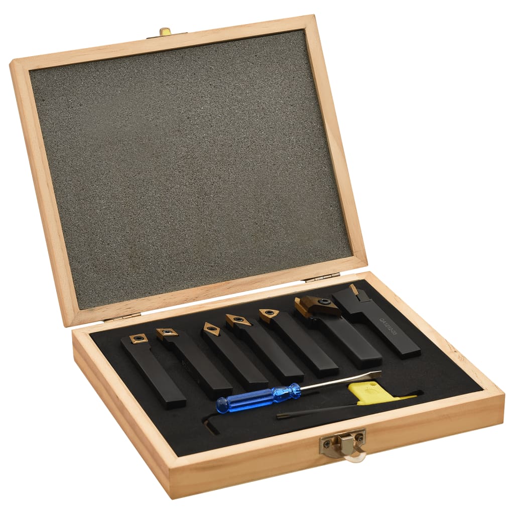 vidaXL Set de Herramientas de Torneado Indexable 12 Piezas Torno Dimensiones 8x8 mm (70 mm), 12x12 mm (80 mm), 16x16 mm (100 mm)