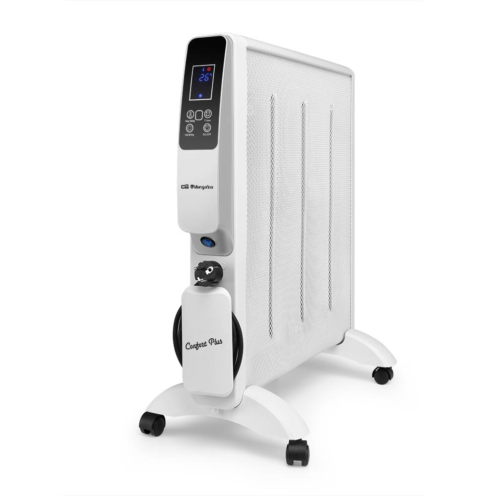 Orbegozo RMW 2000 - Radiador de mica wifi, 2 potencias de calor, termostato regulable, sin fluido,temporizador, Orbegozo app, recogecables, protección contra sobrecalentamiento, 2000 W
