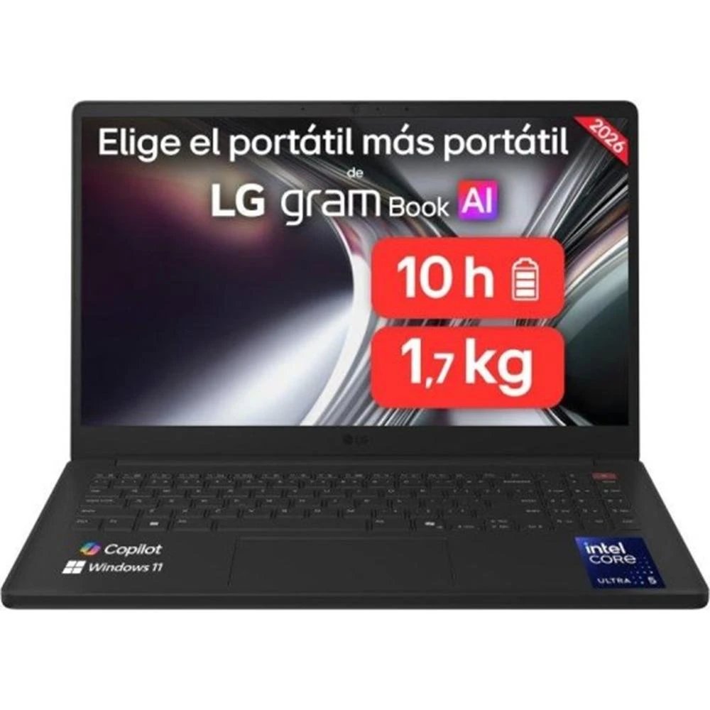 Pc portátil Intel Core Ultra 5 115U 15" Windows 11 LG GRAM BOOK 15U50U-G.AA55BN Ram 16 GB Disco 512 GB  | SSD M.2 NVMe Gen4, Dolby Atmos, Wi-Fi 6, Negro