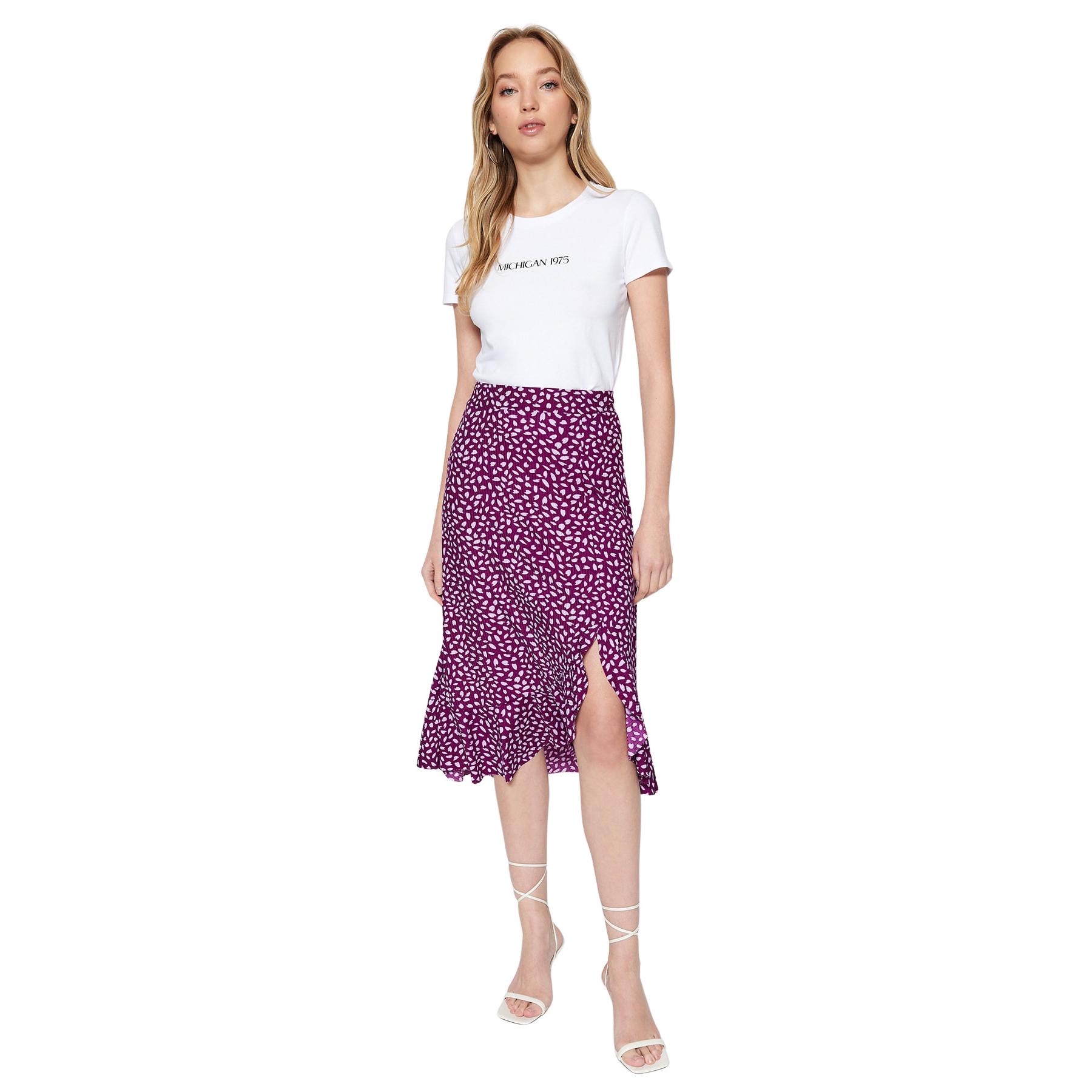 Trendyol Falda De Midi - Elegante Y Cómoda Púrpura Mujer Extra Grande