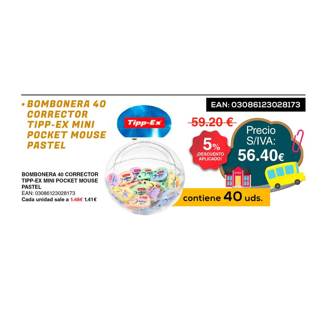 TIPP-EX BOMBONERA 40 CORRECTOR TIPP-EX MINI POCKET MOUSE PASTEL CORRECTOR RATON