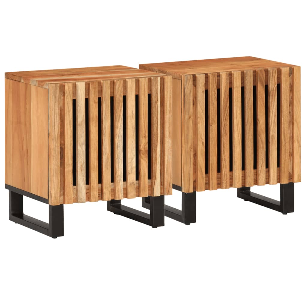 Vidaxl Mesita de Noche de Madera Maciza de Acacia 40x34x46 Cm Set de 1