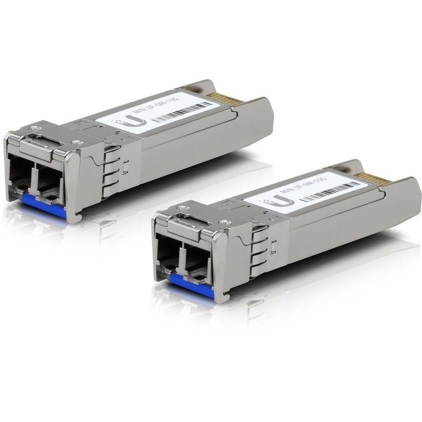 Ubiquiti - Transceptor SFP+ UACC-OM-SM-10G-D-2 para redes de fibra óptica, 10 Gbit/s, alcance hasta 10.000 m, longitud de onda 1310 nm, conector LC, compatible con fibra monomodo (SMF), color plata