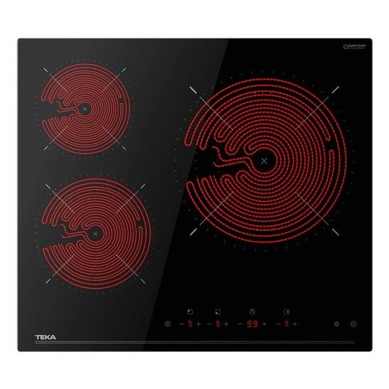 Teka - Placa vitrocerámica TBC63120 de inducción 60 cm con 3 zonas de cocción, zona extra grande 32 cm y 6700 W, color negro